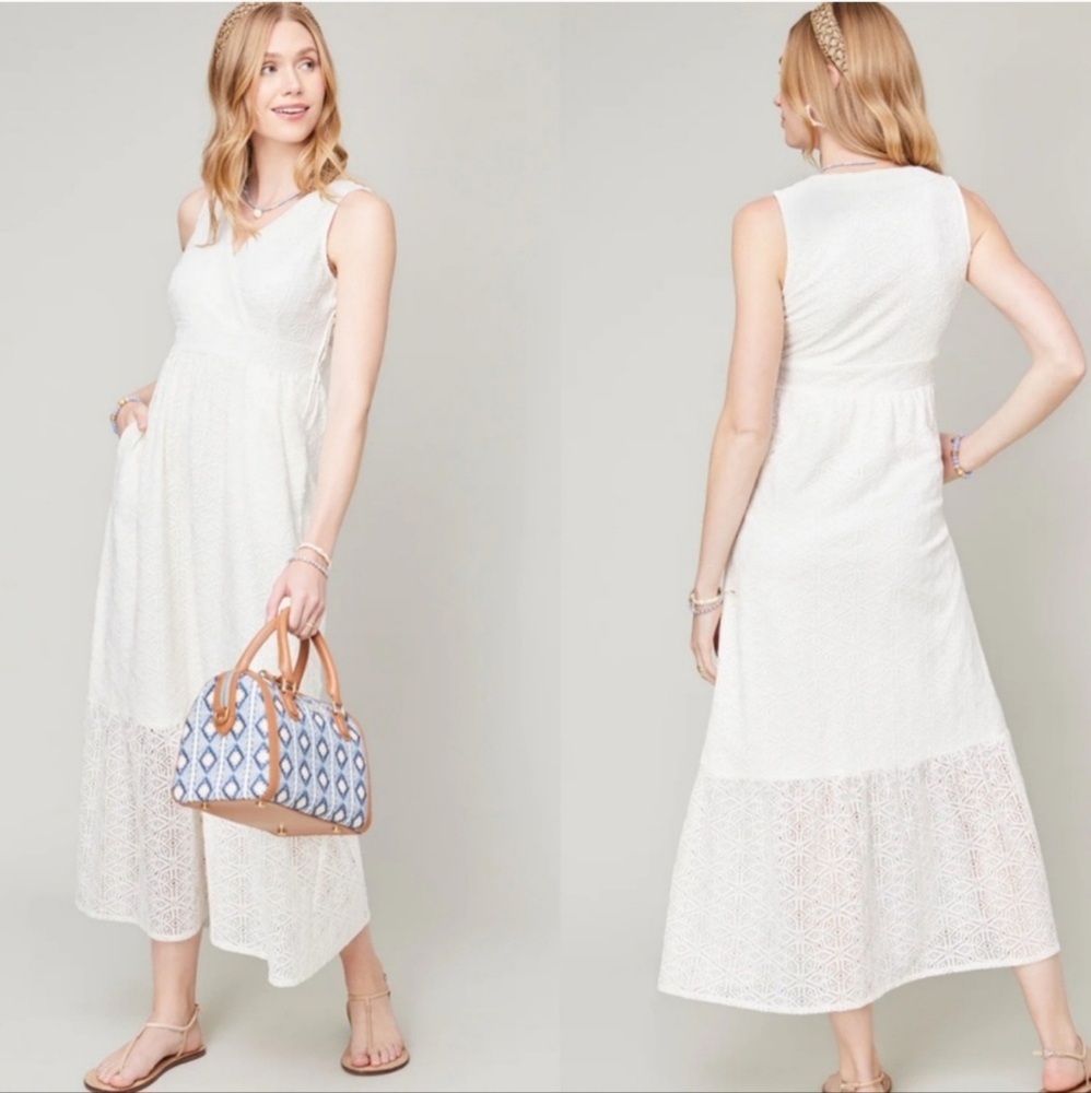 NWT Spartina 449 Louisa Lace Dress Pearl White Dress - S